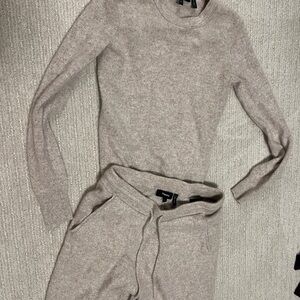 Theory Beige Knit Sweater and Pant Set